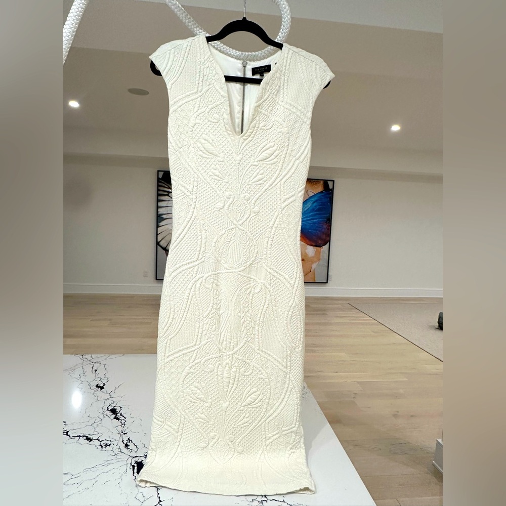 White Textured Dress by Ted Baker London